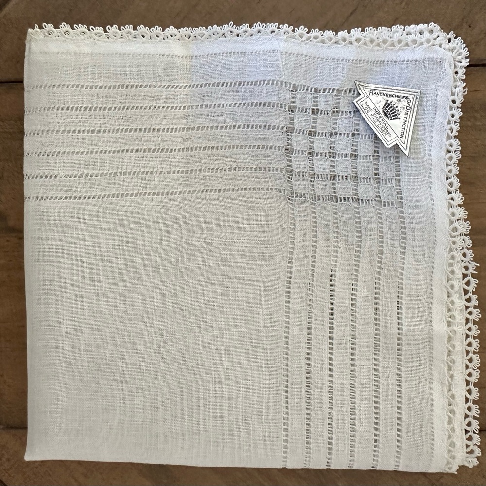 Vintage Linen White Handkerchief Hanky New 11” Square